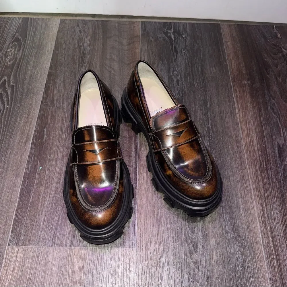 Women's Brown Leather penny Loafers Sz 8.5